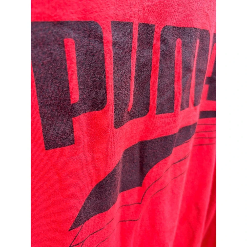 Puma Mens Graphic Logo T-Shirt Red Short Sleeve Crew Neck Size 3XL